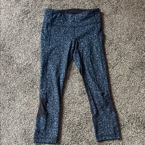 Lululemon Leggings Womens 4 Blue Paisley Sapphire Pace Rival Crop 23"